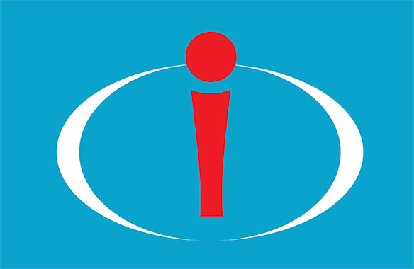 iPark 97 logo: red lowercase 'i' between two white curved graphics on cyan blue background.